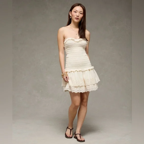 American Eagle Strapless Smocked Mini Ruffle Dress - Picture 5 of 5